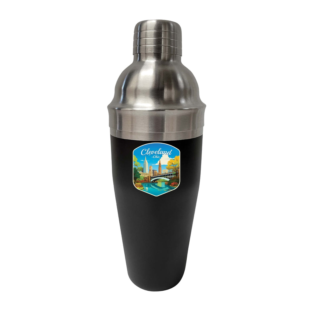 Cleveland Ohio Design B Souvenir 24 oz Stainless Steel Cocktail Shaker Black Image 1