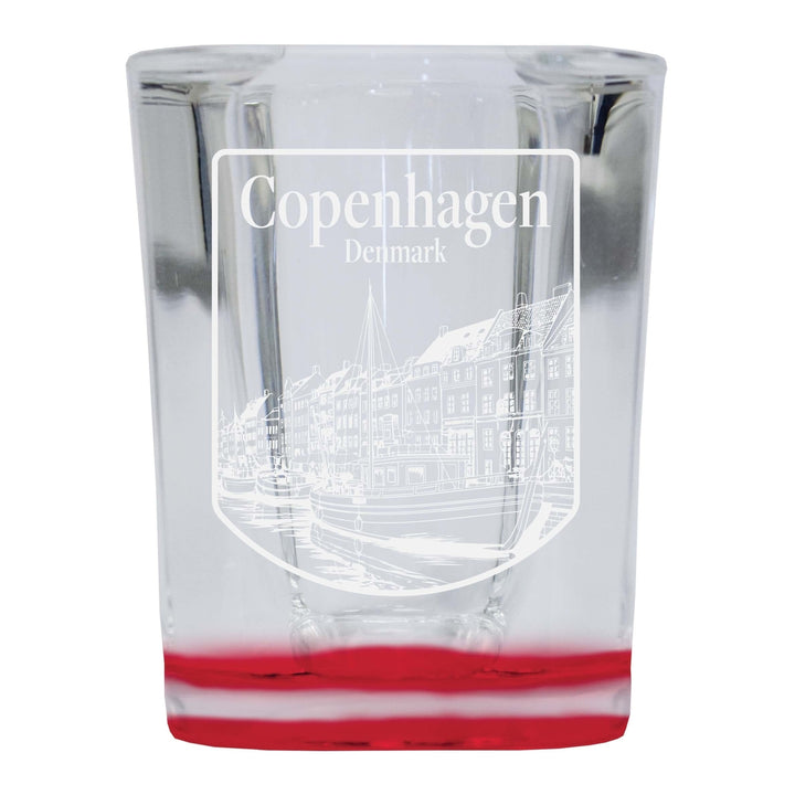 Copenhagen Denmark Souvenir 2 Ounce Engraved Shot Glass Square Image 1