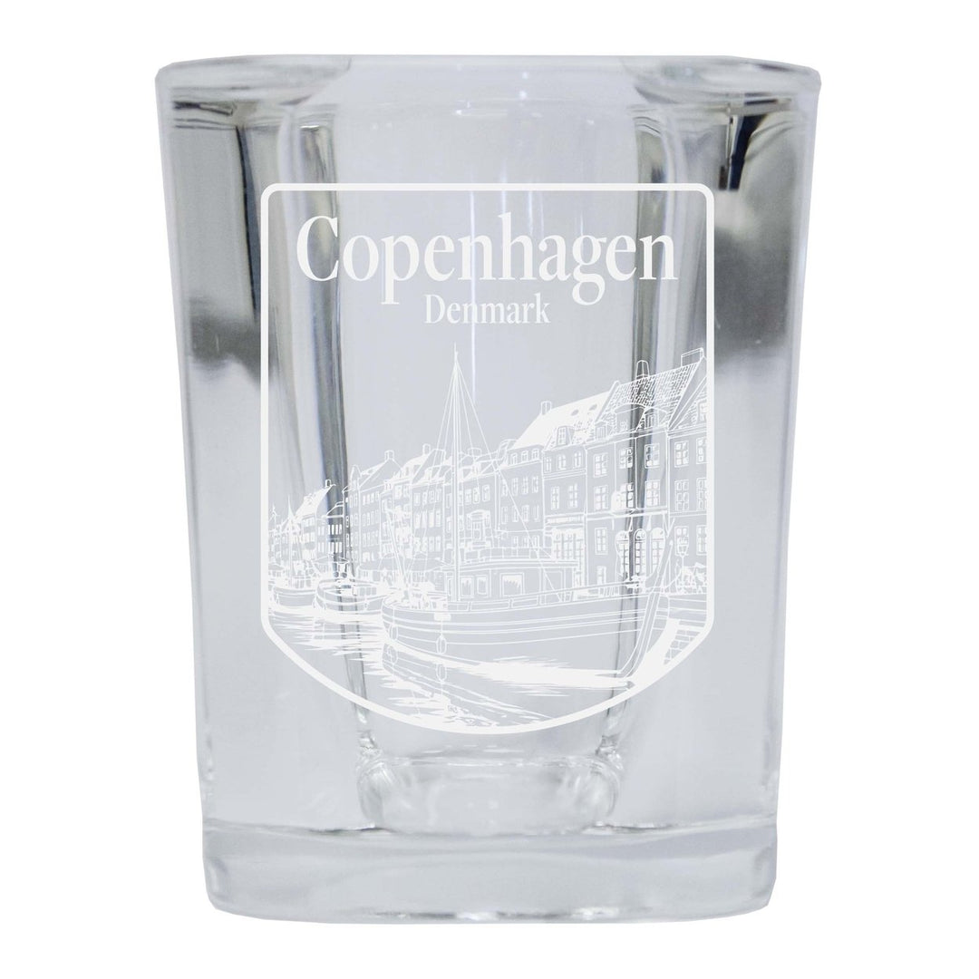 Copenhagen Denmark Souvenir 2 Ounce Engraved Shot Glass Square Image 1