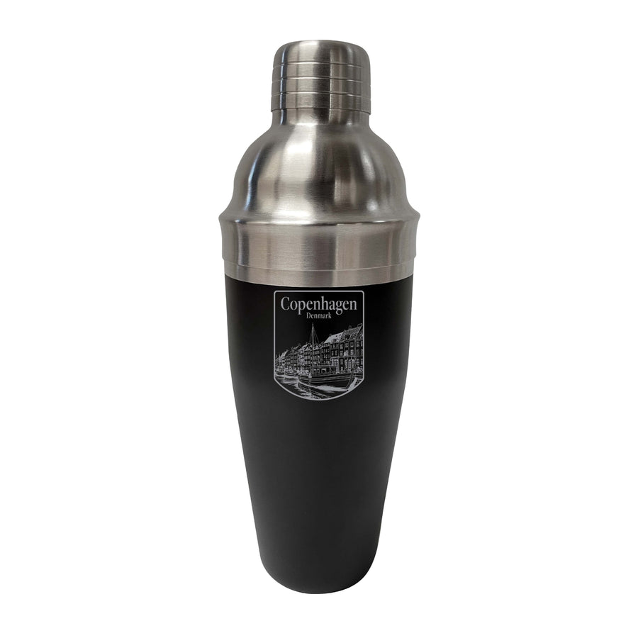 Copenhagen Denmark Souvenir 24 oz Engraved Stainless Steel Cocktail Shaker Image 1