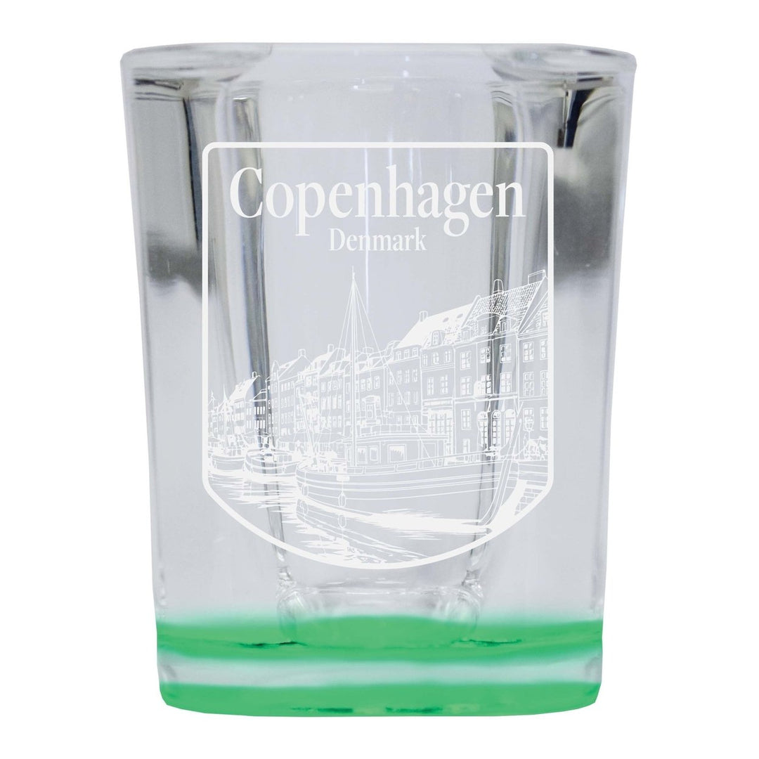 Copenhagen Denmark Souvenir 2 Ounce Engraved Shot Glass Square Image 4