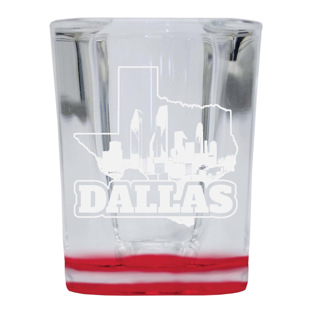 Dallas Texas Souvenir 2 Ounce Engraved Shot Glass Square Image 1