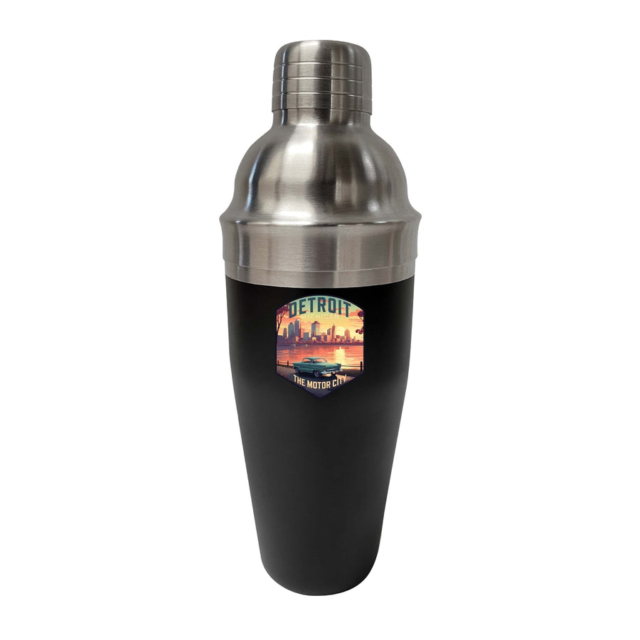 Detroit Michigan Design A Souvenir 24 oz Stainless Steel Cocktail Shaker Black Image 1