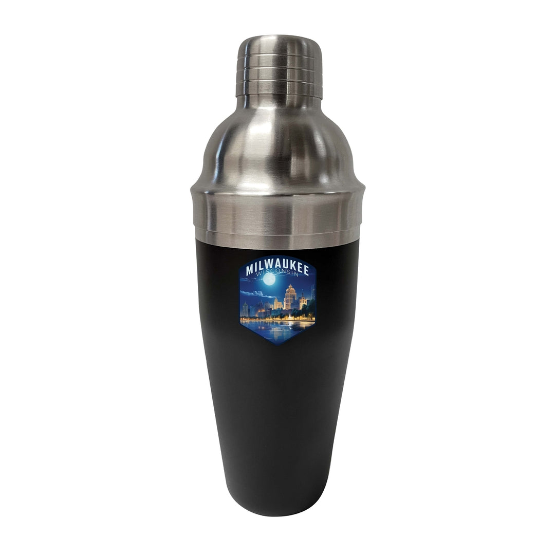 Milwaukee Wisconsin Design B Souvenir 24 oz Stainless Steel Cocktail Shaker Black Image 1