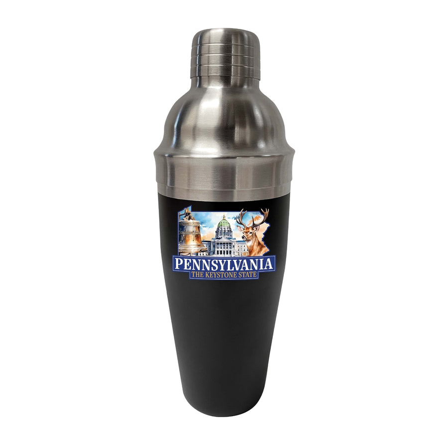 Pennsylvania Design D Souvenir 24 oz Stainless Steel Cocktail Shaker Black Image 1