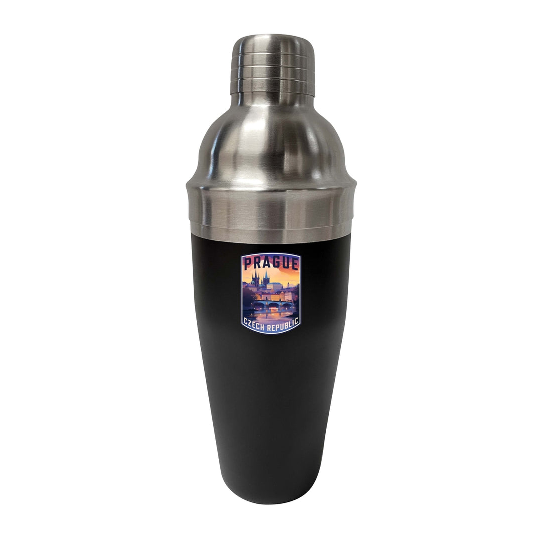 Prague Czech Republic Design B Souvenir 24 oz Stainless Steel Cocktail Shaker Black Image 1