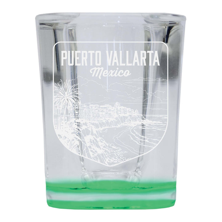 Puerto Vallarta Mexico Souvenir 2 Ounce Engraved Shot Glass Square Image 1