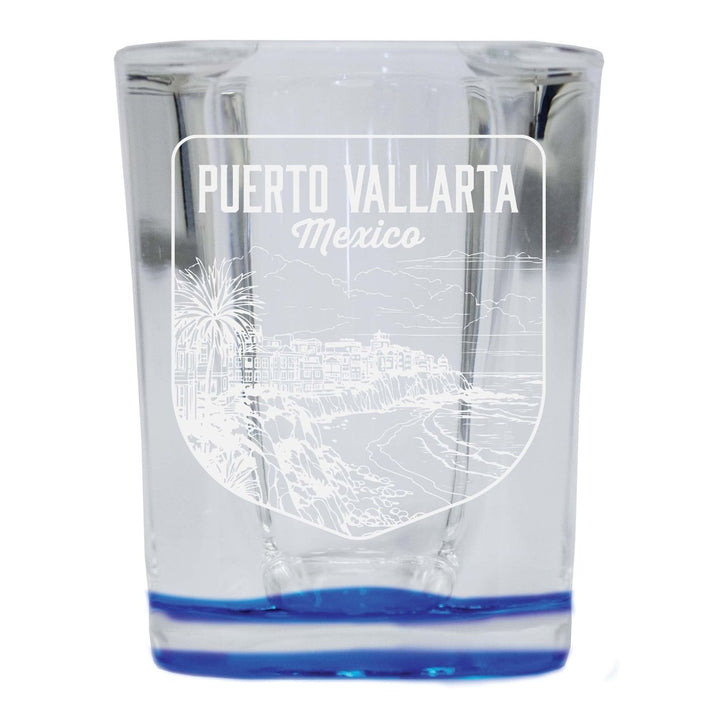 Puerto Vallarta Mexico Souvenir 2 Ounce Engraved Shot Glass Square Image 2