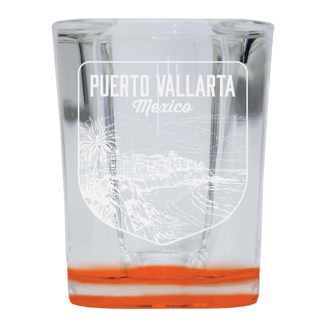 Puerto Vallarta Mexico Souvenir 2 Ounce Engraved Shot Glass Square Image 3