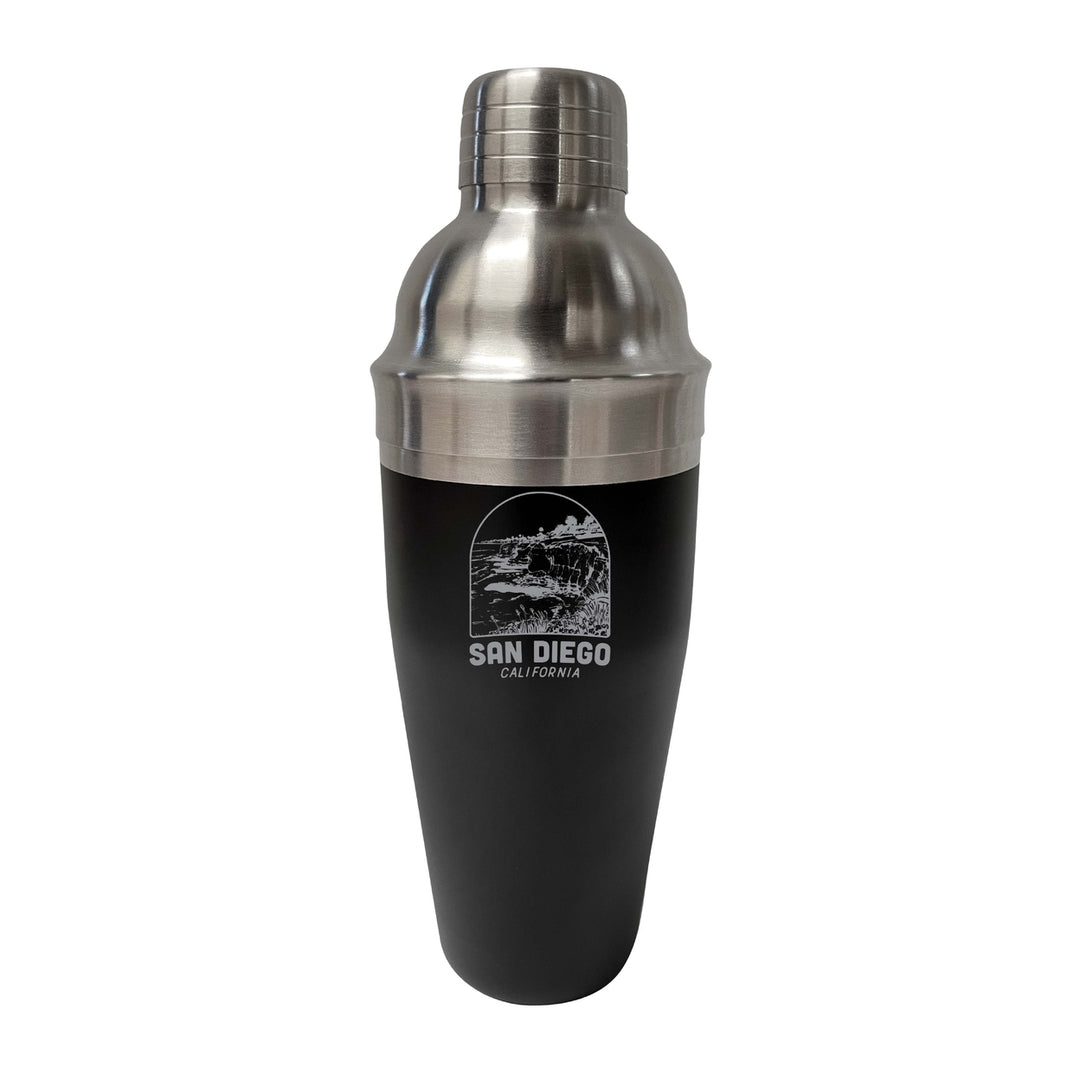 San Diego California Souvenir 24 oz Engraved Stainless Steel Cocktail Shaker Image 1