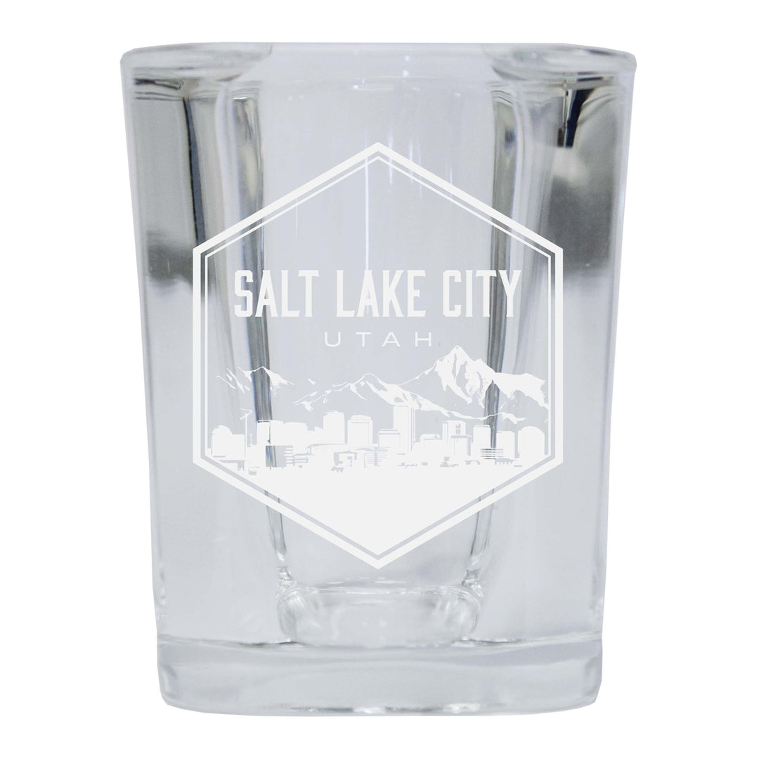 Salt Lake City Utah Souvenir 2 Ounce Engraved Shot Glass Square Image 1