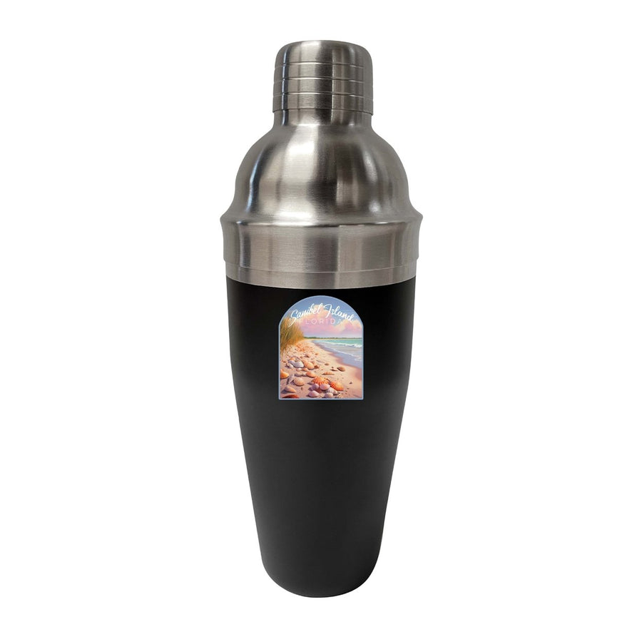 Sanibel Island Florida Design B Souvenir 24 oz Stainless Steel Cocktail Shaker Black Image 1