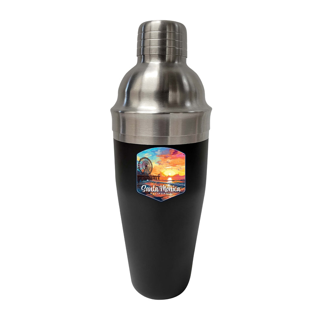 Santa Monica California Design A Souvenir 24 oz Stainless Steel Cocktail Shaker Black Image 1