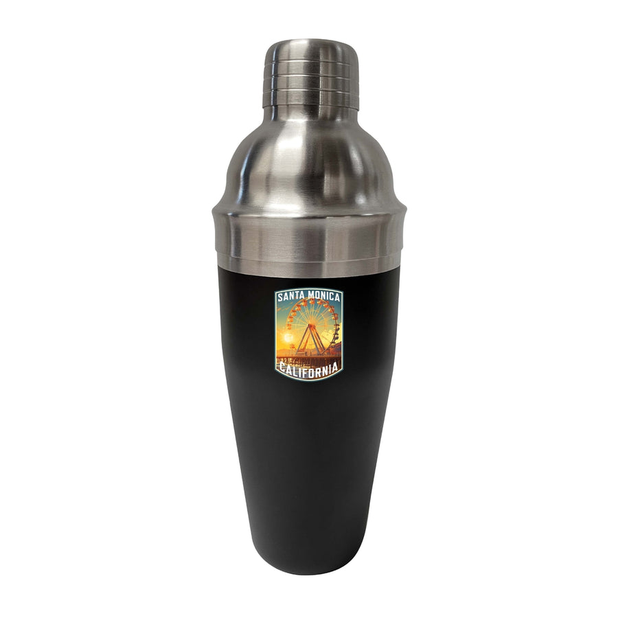 Santa Monica California Design C Souvenir 24 oz Stainless Steel Cocktail Shaker Black Image 1