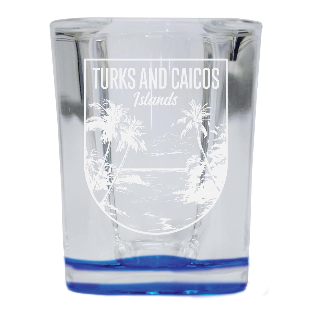 Turks and Caicos Islands Souvenir 2 Ounce Engraved Shot Glass Square Image 1