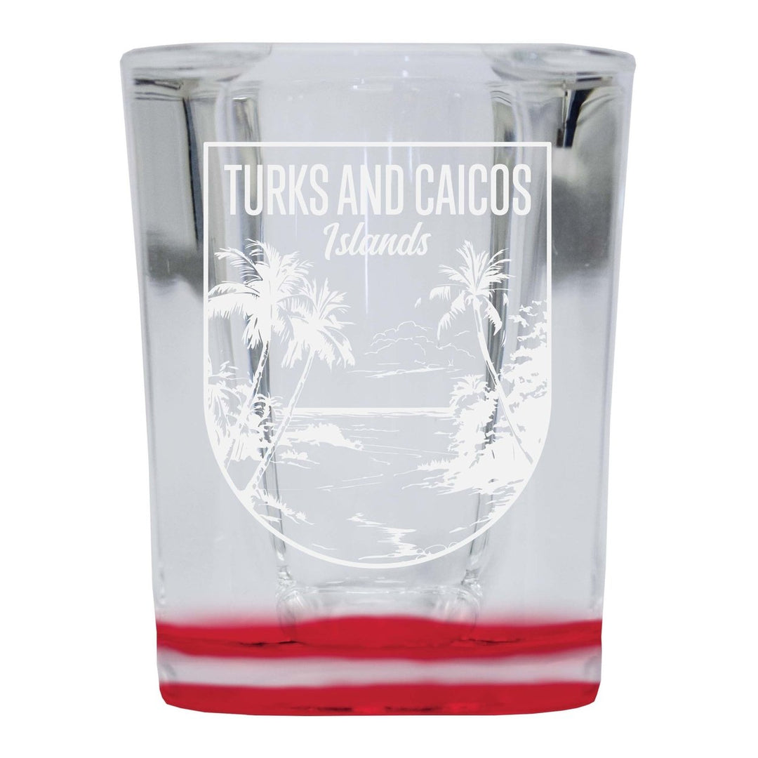 Turks and Caicos Islands Souvenir 2 Ounce Engraved Shot Glass Square Image 2