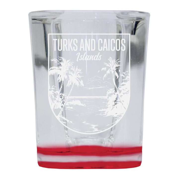 Turks and Caicos Islands Souvenir 2 Ounce Engraved Shot Glass Square Image 1