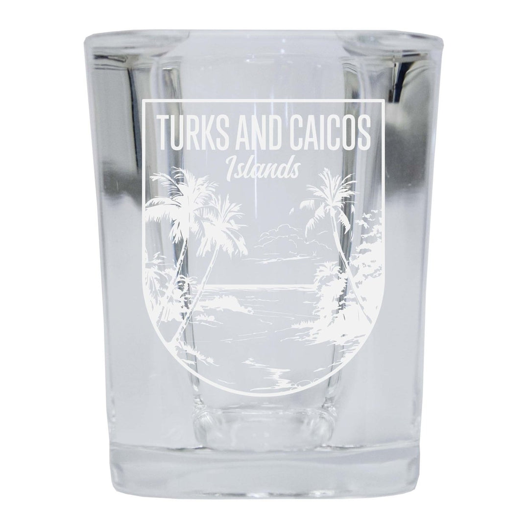 Turks and Caicos Islands Souvenir 2 Ounce Engraved Shot Glass Square Image 3