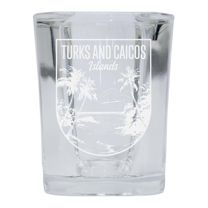 Turks and Caicos Islands Souvenir 2 Ounce Engraved Shot Glass Square Image 3