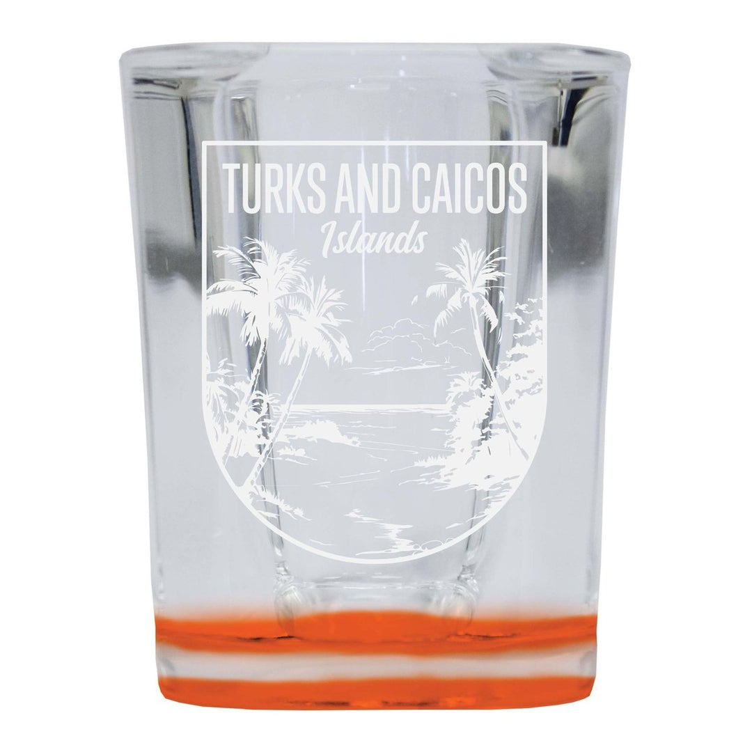 Turks and Caicos Islands Souvenir 2 Ounce Engraved Shot Glass Square Image 4