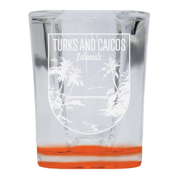 Turks and Caicos Islands Souvenir 2 Ounce Engraved Shot Glass Square Image 1