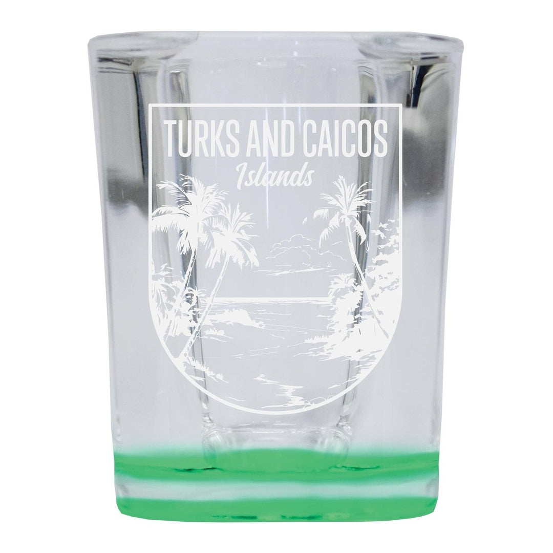 Turks and Caicos Islands Souvenir 2 Ounce Engraved Shot Glass Square Image 4