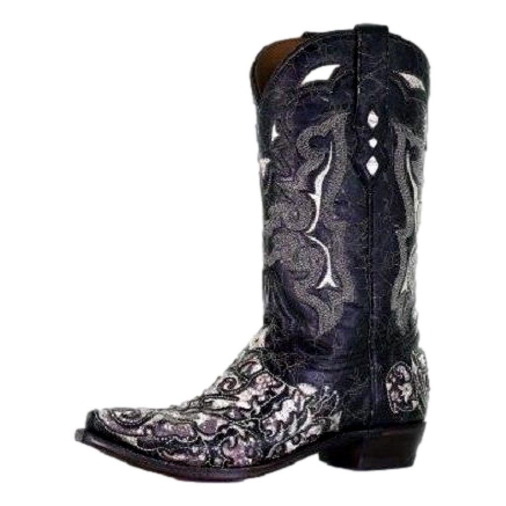 Corral Western Boots Mens Python Inlay Embroidery Black Bone A4118 Image 1