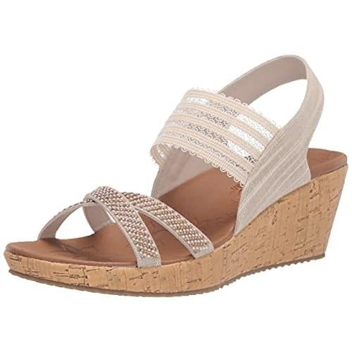 Skechers Cali Womens Beverlee-Fancy Sips Wedge Sandal NATURAL Image 1