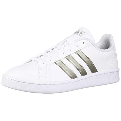 adidas Womens Grand Court Tennis Sneaker 0 WHT/PLAMET/WHT Image 1