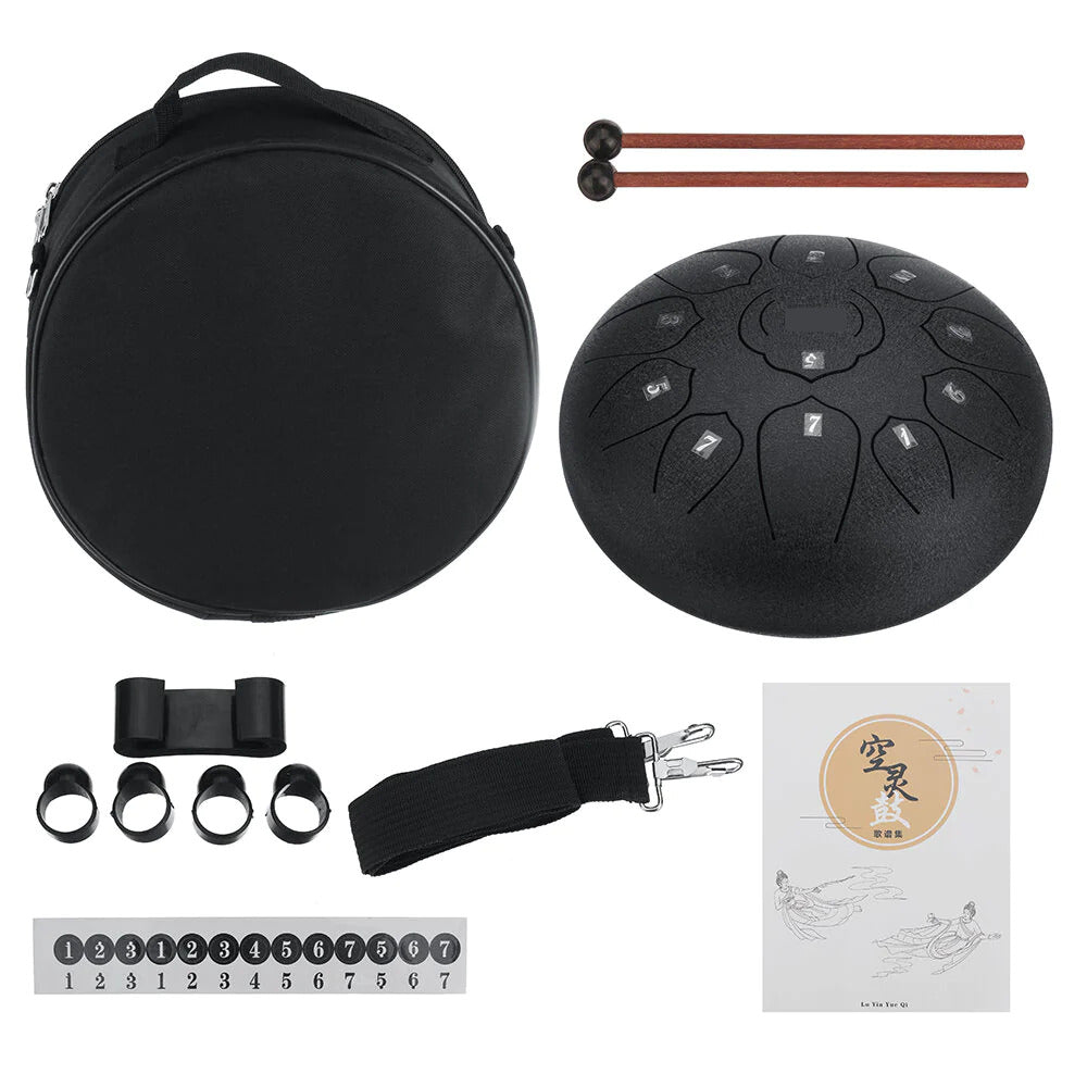 10 Inch Steel Tongue Drum 11 Notes Handpan Drum Tankdrum Instrument + Bag and Mallets Image 1