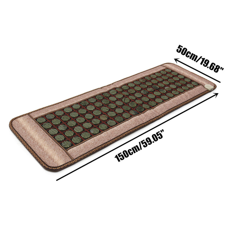 110V Natural Jade Tourmaline Massage Stones Infrared Heating Mat Massager Accessories 50150CM Image 3