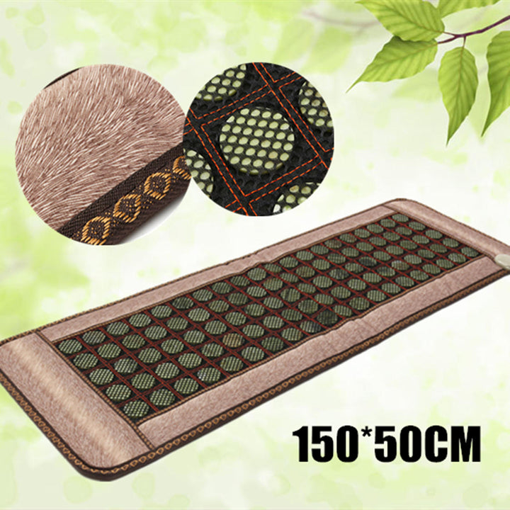 110V Natural Jade Tourmaline Massage Stones Infrared Heating Mat Massager Accessories 50150CM Image 8