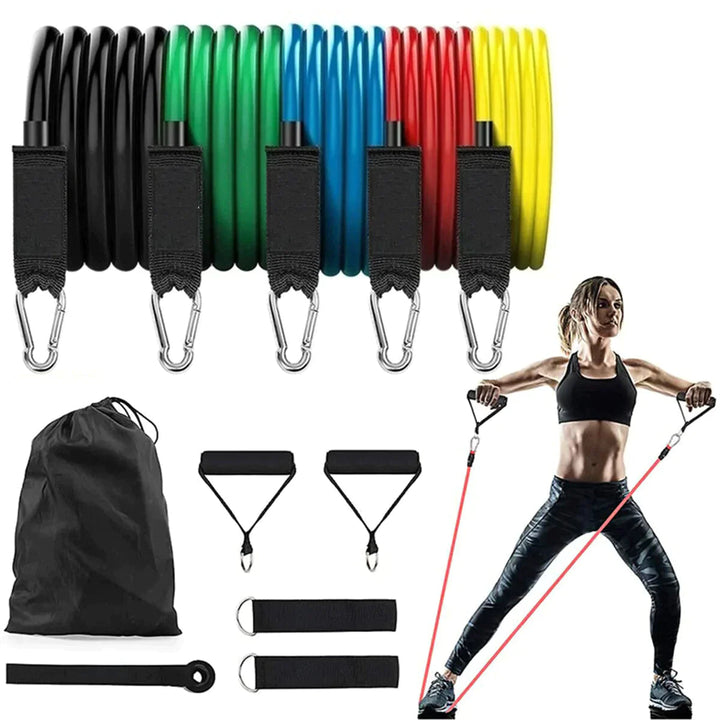 11 pc/Set 150lbs Resistance Bands Latex Exercise Pull Rope Expander Home Gym Training Fitness Equipment Image 4