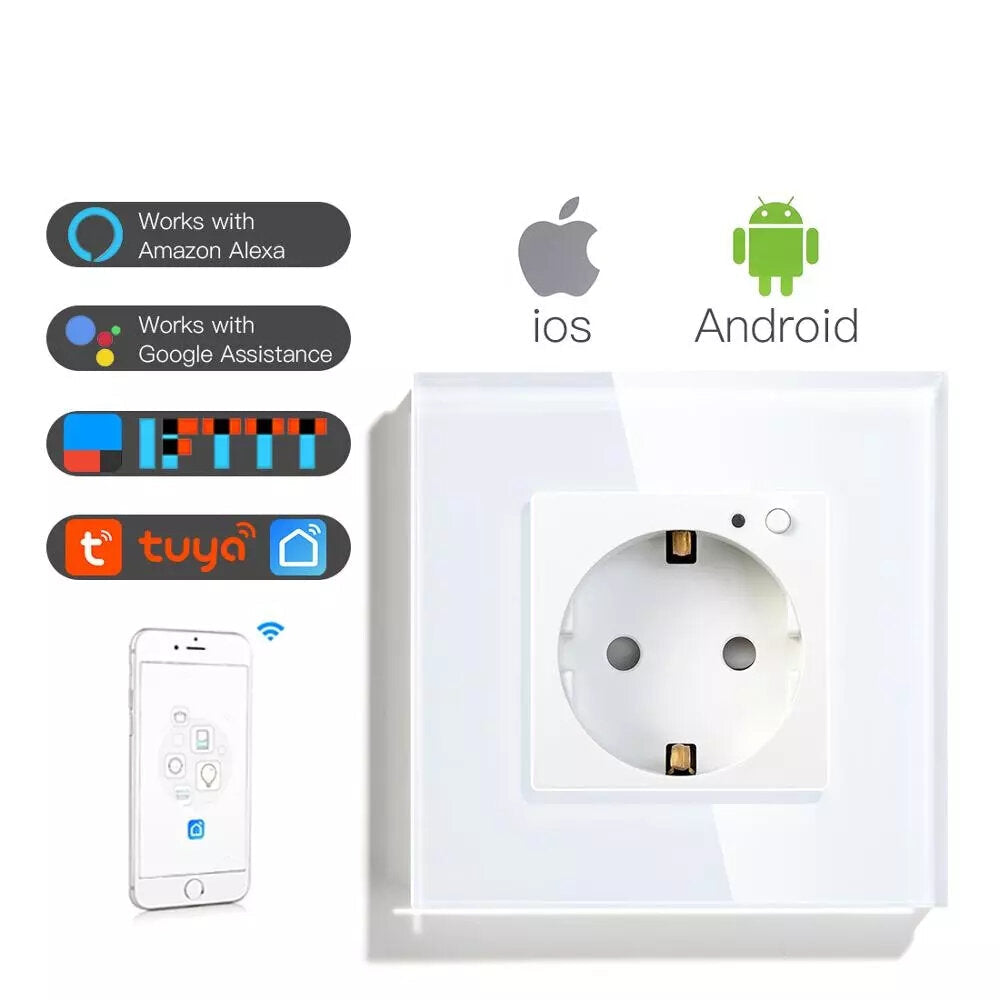 16A Smart Wifi Socket EU Standard Smart Home Switch Intelligent Power Sockets with Timer Function Work with Tuya Google Image 2