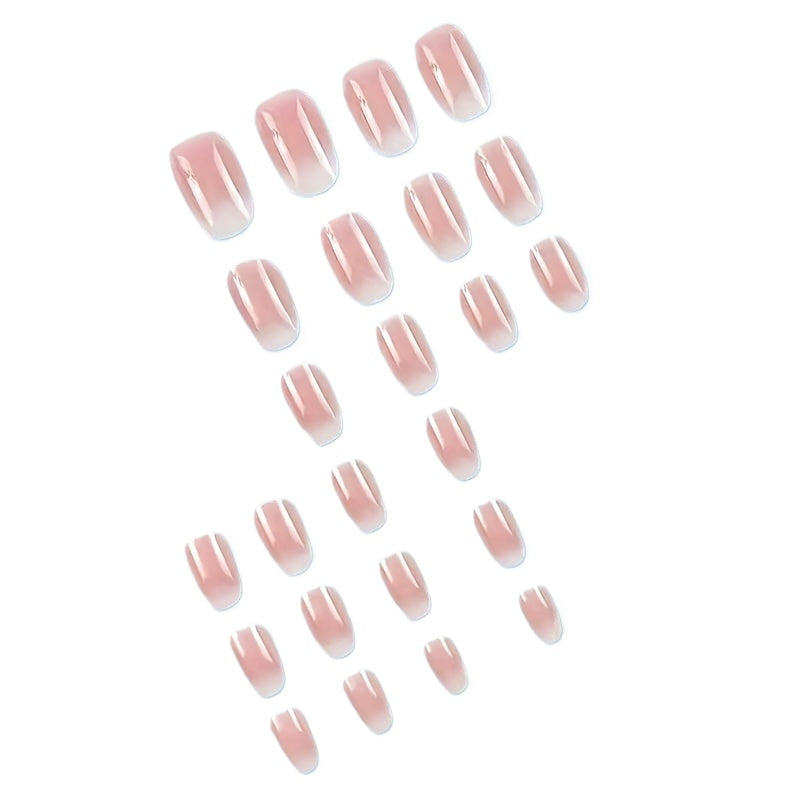 24pcs Romantic French Press-On Nails - Short OvalGradient Design - Full Cover Manicure Set with Jelly Glue and Nail File Image 2