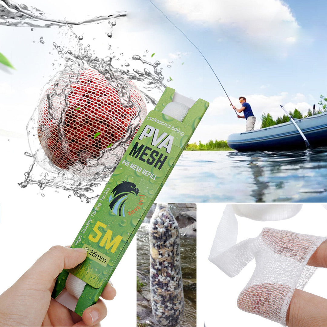 25/37/44x5m PVA Coarse Bait Wrap Bags Water Dissolving Narrow Refill Fishing Net Feeder Lures Mesh Fishing Tackle DTTT Image 2