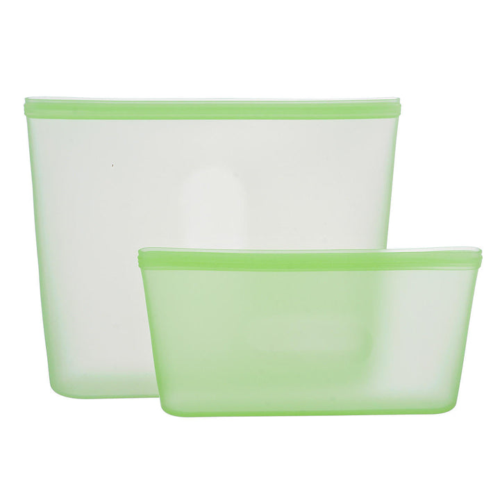 2Pcs Reusable Food Storage Bag Leakproof Zip Lock Silicone Fresh Food Containers Image 4