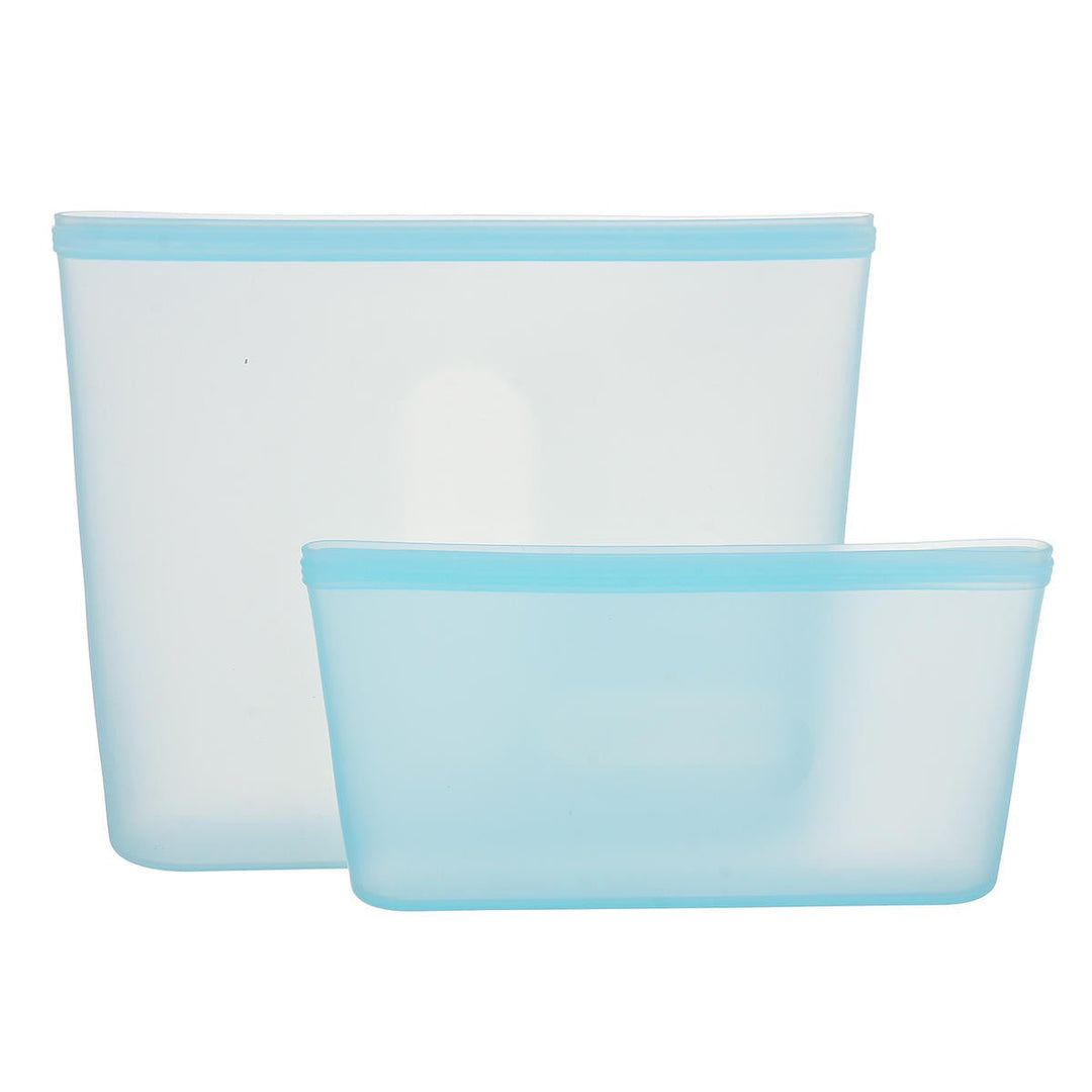 2Pcs Reusable Food Storage Bag Leakproof Zip Lock Silicone Fresh Food Containers Image 1