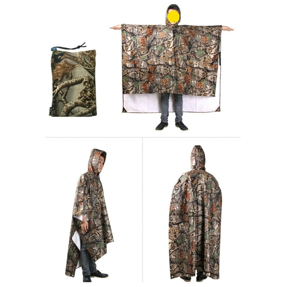 3 In 1 Multi-functional Raincoat Poncho Backpack Camouflage Rain Cover Awning Tent Rainning Clothing Image 2