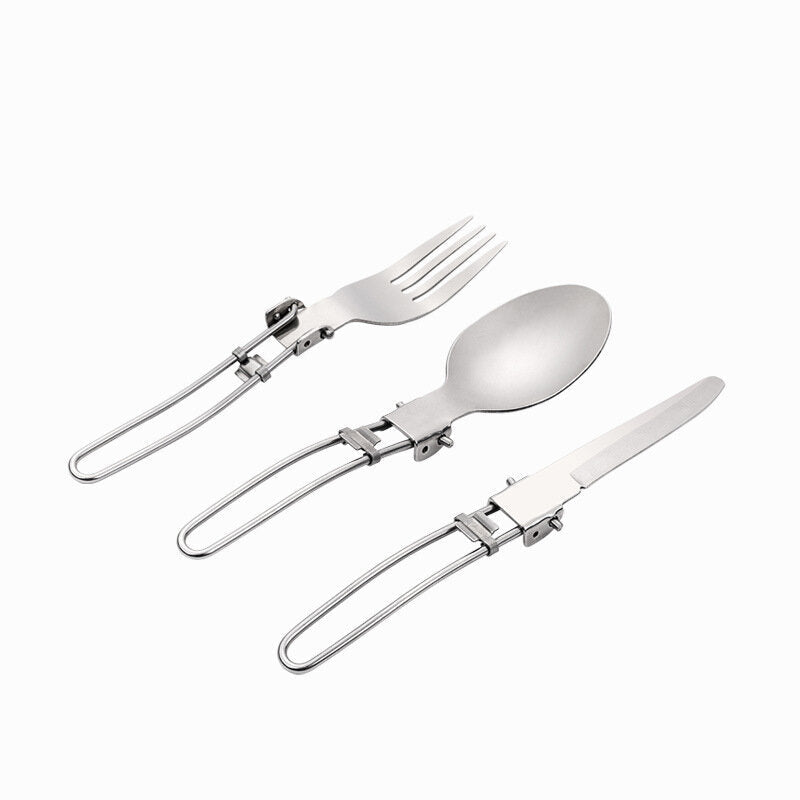 3 Pcs Tableware Set Stainless Steel Knife Fork Spoon Dinnerware Set Portable Outdoor Camping Picnic with Storage Bag Image 1