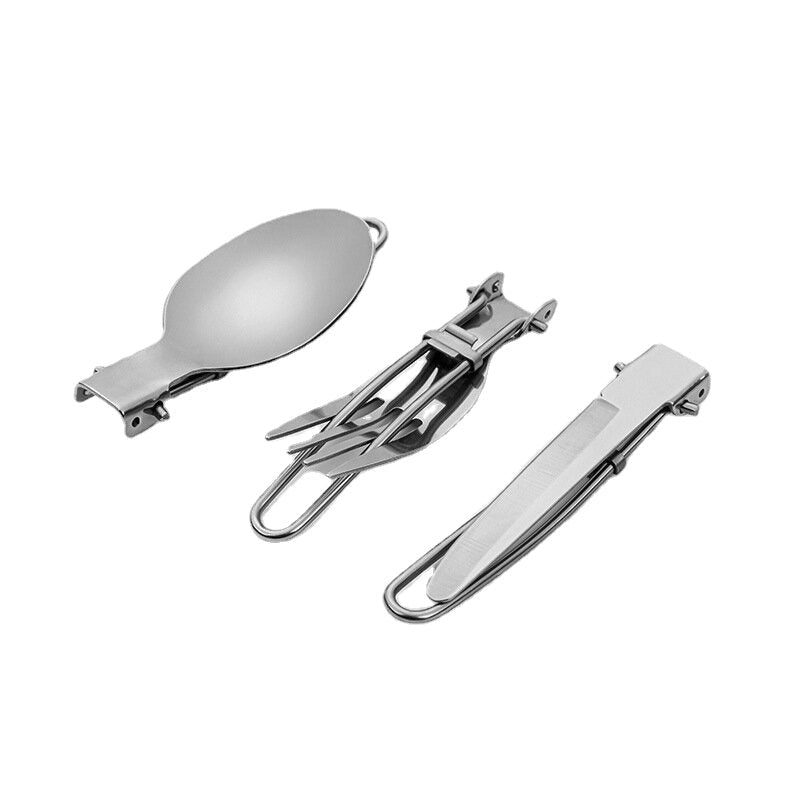 3 Pcs Tableware Set Stainless Steel Knife Fork Spoon Dinnerware Set Portable Outdoor Camping Picnic with Storage Bag Image 2