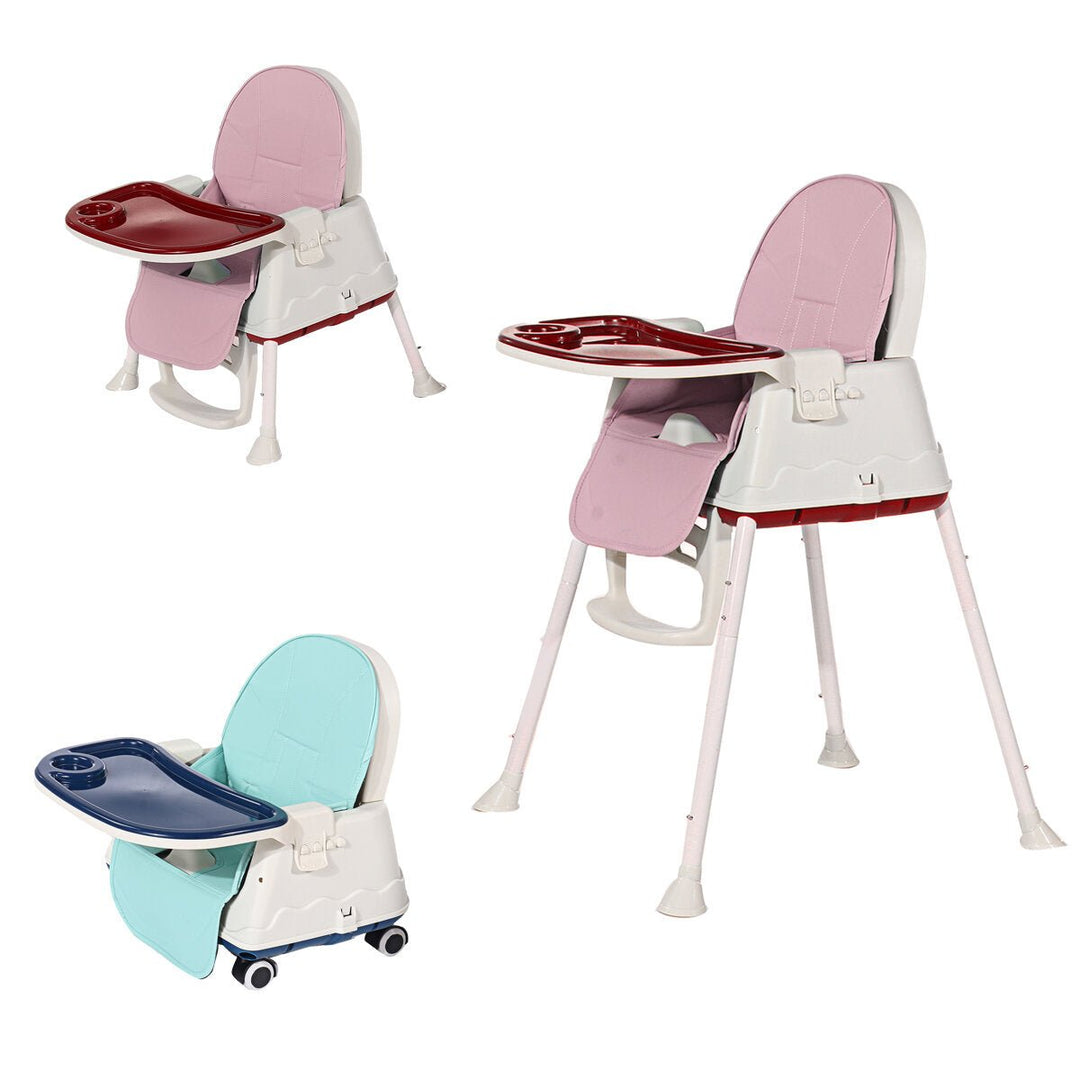 3-in-1 Kids Feeding Chair Baby Toddler Adjustable Highchair Booster Play with Tray Wheel DTTT Image 1