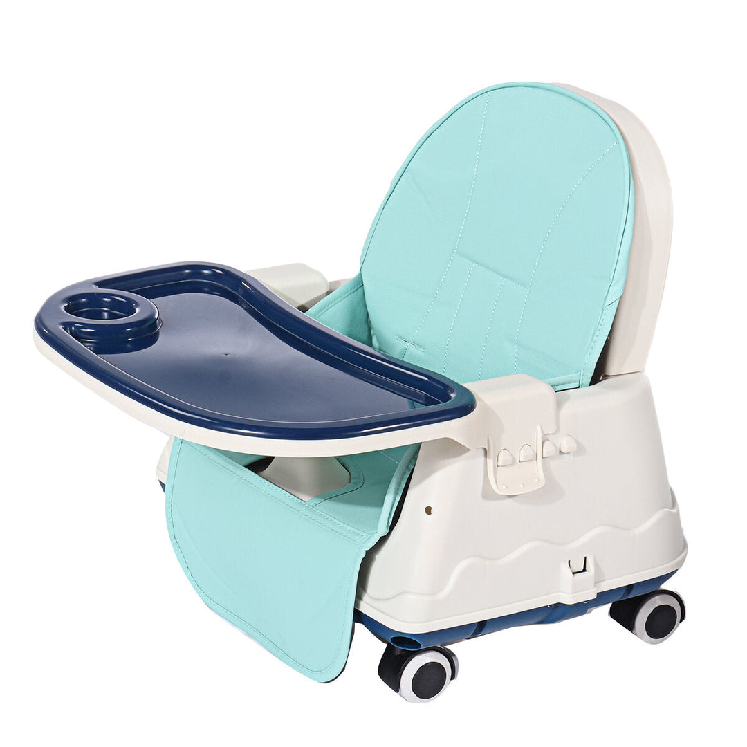 3-in-1 Kids Feeding Chair Baby Toddler Adjustable Highchair Booster Play with Tray Wheel DTTT Image 6