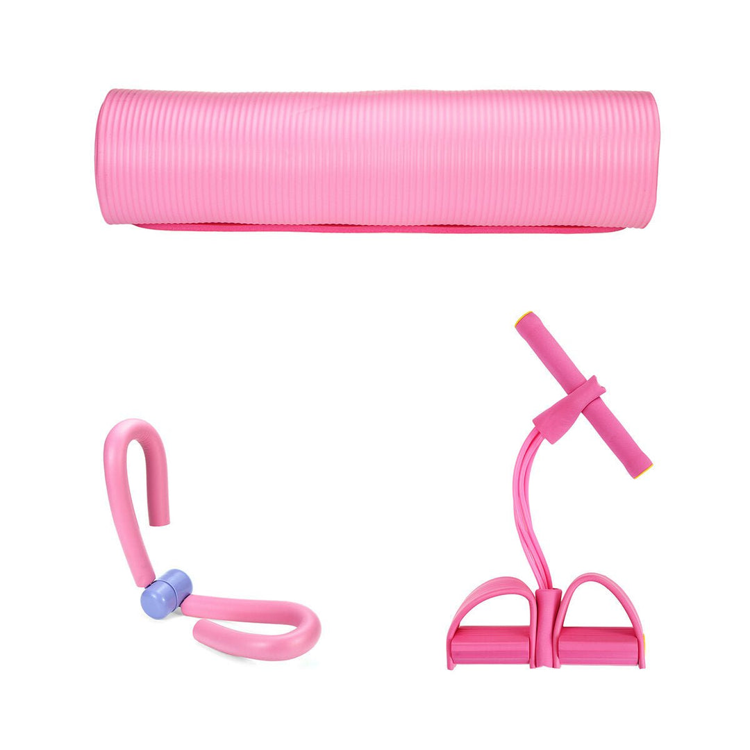 3Pcs Yoga Mats Pedal Tension Rope Leg Thigh Indoor Exercise Fitness Kit Image 1