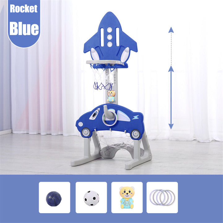 4-in-1 Height Adjustable Kids Basketball Hoop Set Stand Sports Activity Centre DTTT Image 2