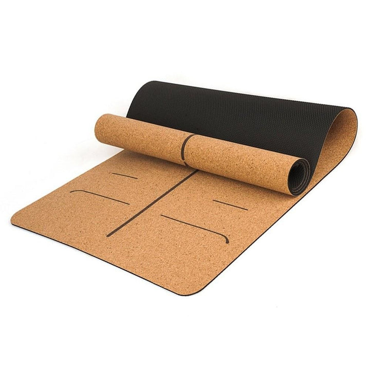 5mm Thick Non Slip Cork Yoga Mat with Strap Carry Bag for Pilates Gymnastics Exercise Fitness Pad Image 2