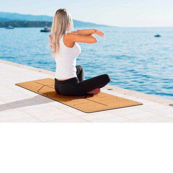 5mm Thick Non Slip Cork Yoga Mat with Strap Carry Bag for Pilates Gymnastics Exercise Fitness Pad Image 3