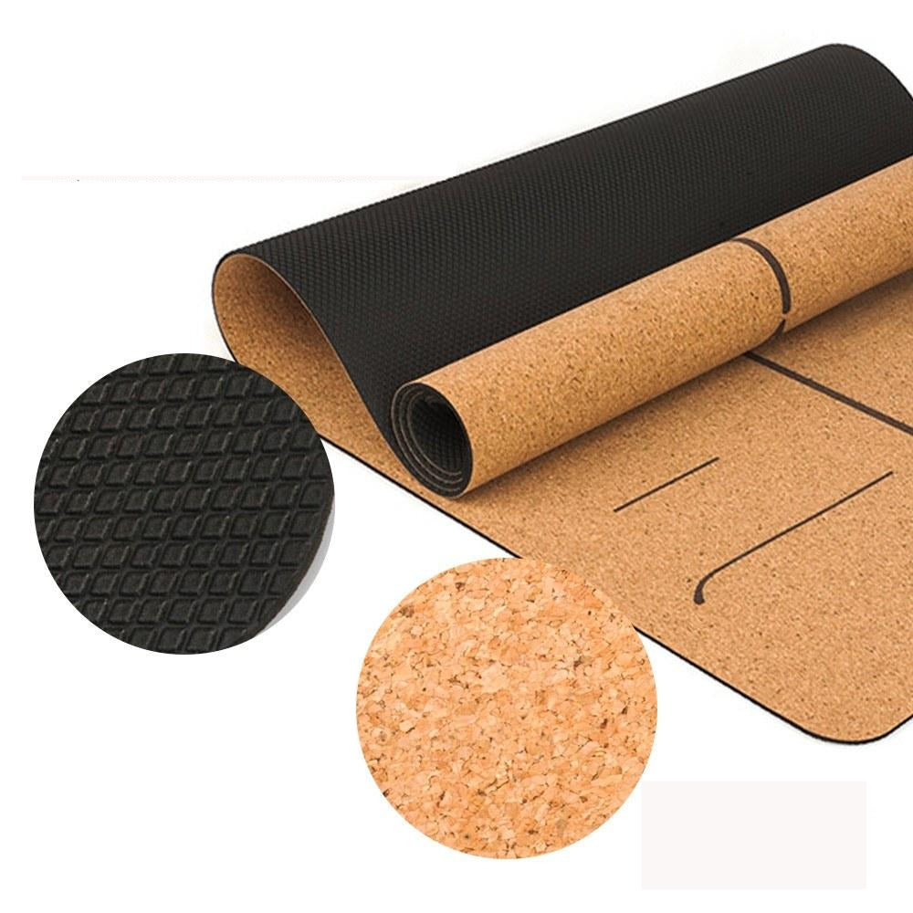5mm Thick Non Slip Cork Yoga Mat with Strap Carry Bag for Pilates Gymnastics Exercise Fitness Pad Image 4