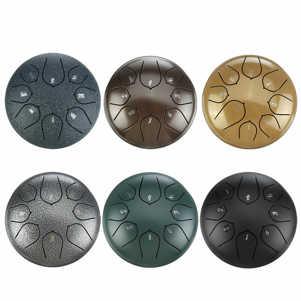 6 Inch 8 Notes G Tune Steel Tongue Drum Handpan Instrument with Drum Mallets and Bag Image 1