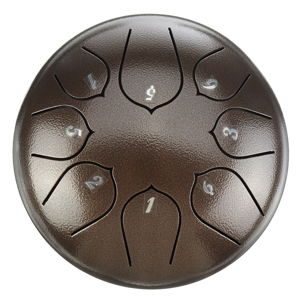 6 Inch 8 Notes G Tune Steel Tongue Drum Handpan Instrument with Drum Mallets and Bag Image 7